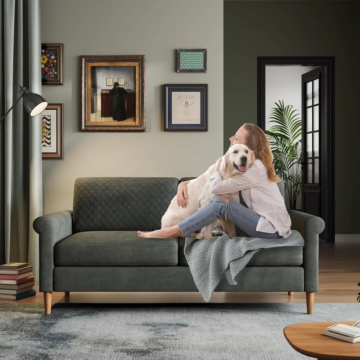 Vesgantti Mid Century Modern Loveseat Sofa For Living Room