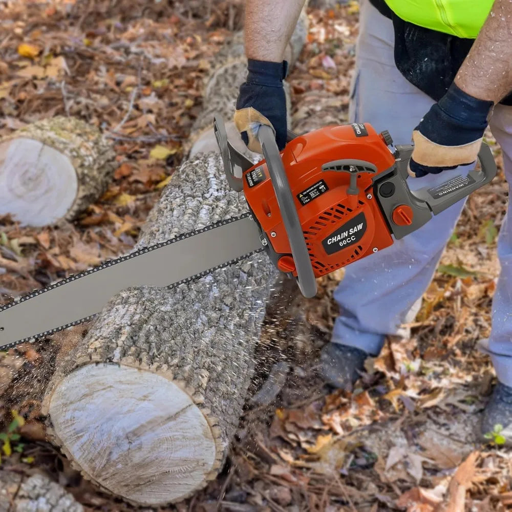 60CC Gas Chainsaws 2 Cycle Gasoline Powered Chain Saws Handheld Cordless Tree Pruning Tool Wood Cutting Machine