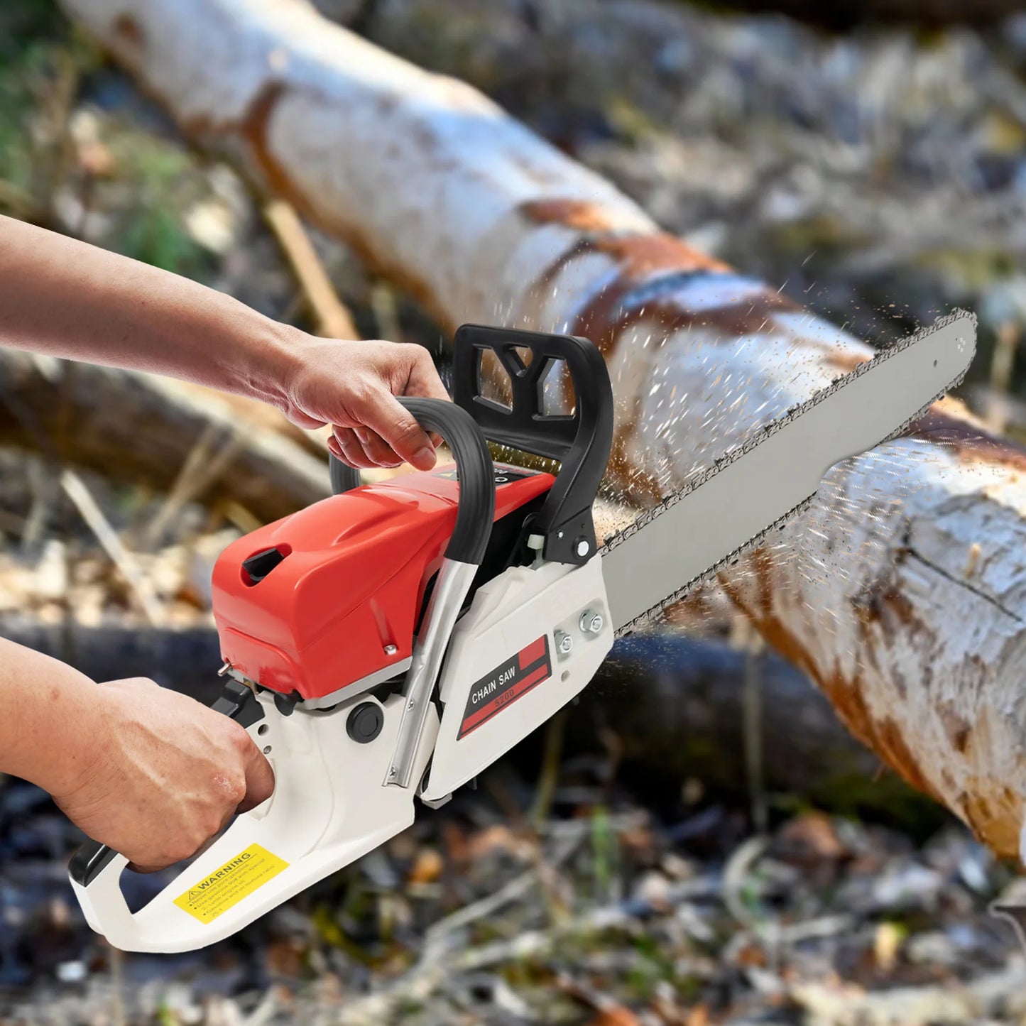 2 Stroke Gas-powered Chainsaw 52CC Gasoline Chain Saw Set Single Cylinder Air-cooled for Cutting Wood