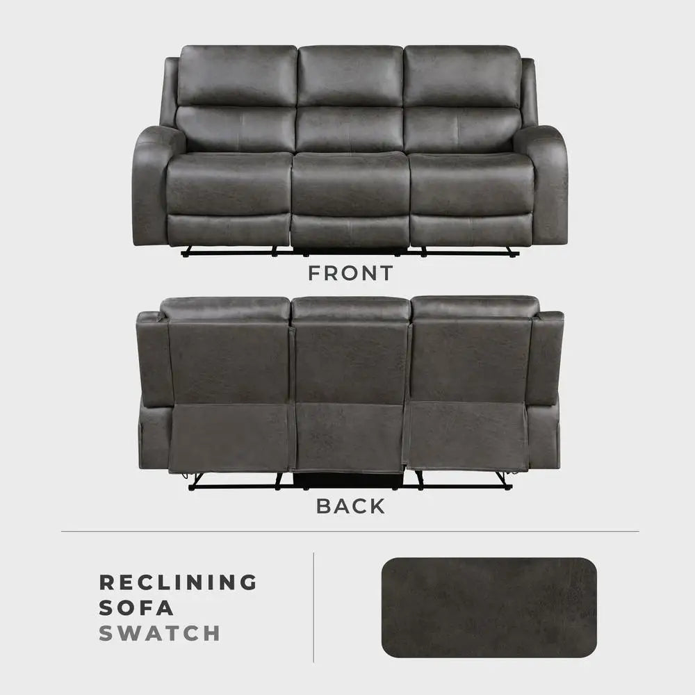 Transitional Dual Recliner Sofa with Plush Padding Home Theater Seating
