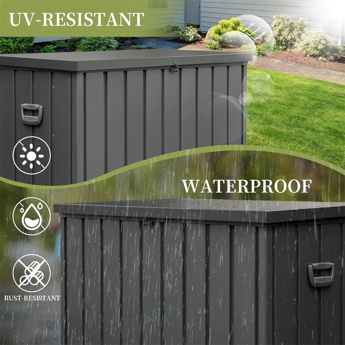 200 Gallon Steel Deck Box Lockable Waterproof Storage Container