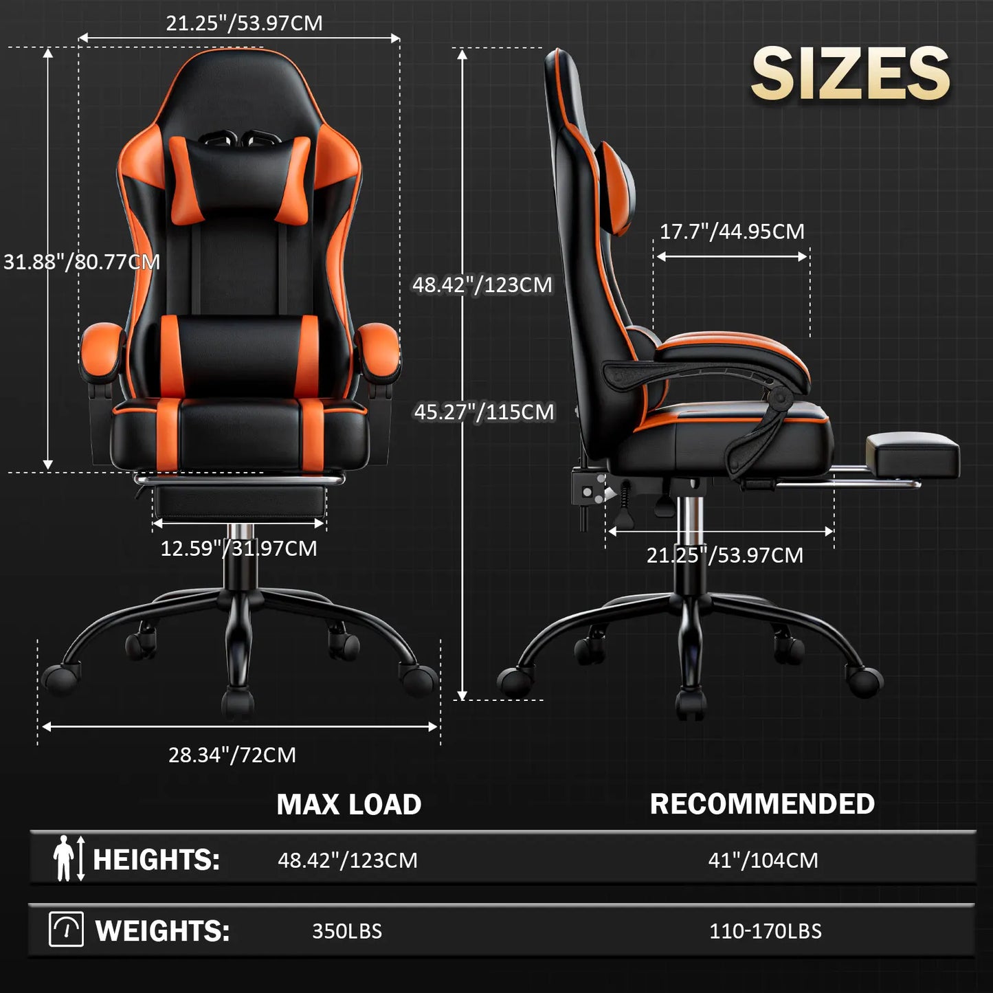 Gaming Chair with Footrest PU Leather Video Game Chair for Adults Reclining Gamer Chair Office Desk Chair