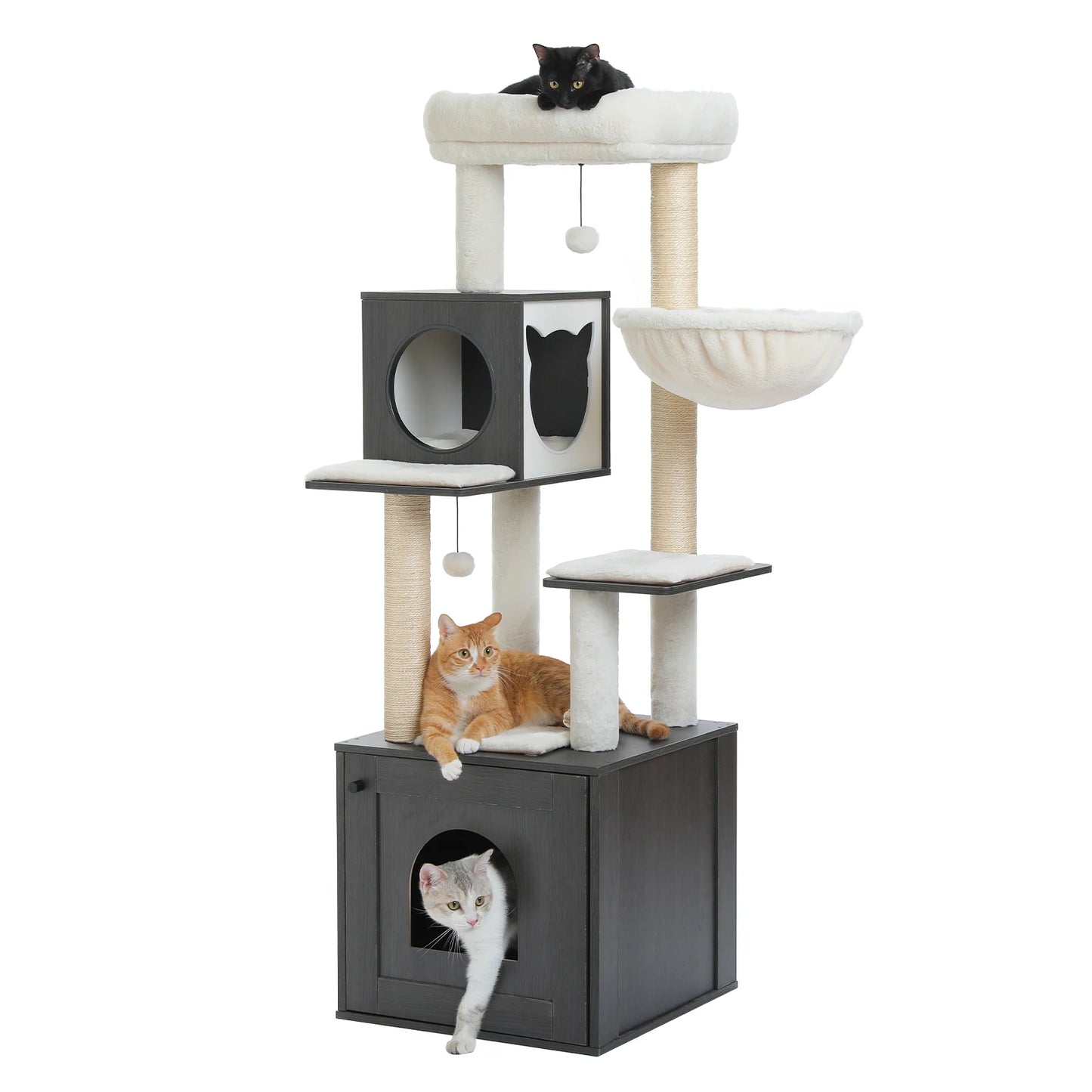 PAWZ Road Wood Cat Tree with Storage Cabinet Tower
