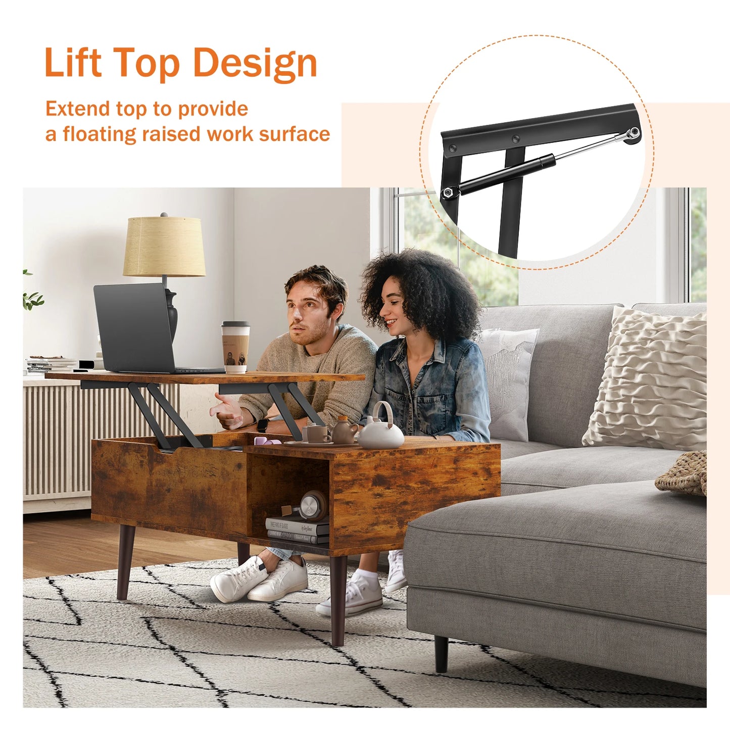 39" Adjustable Easy Lift Coffee/Dining Table