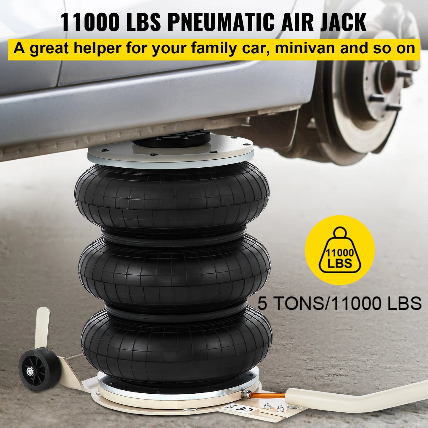 SucceBuy Pneumatic Car Jack Triple Bag Lifter Heavy Duty