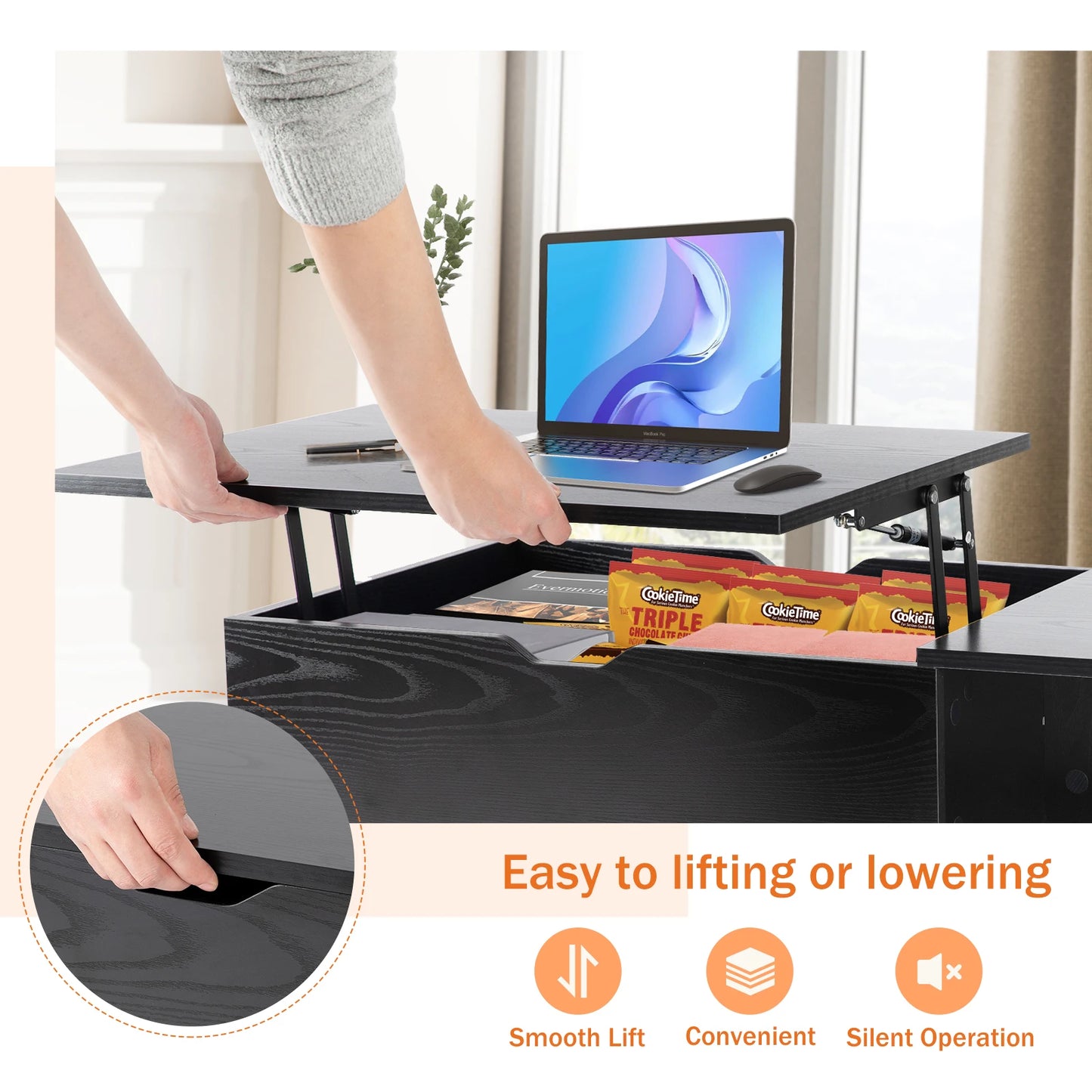 39" Adjustable Easy Lift Coffee/Dining Table