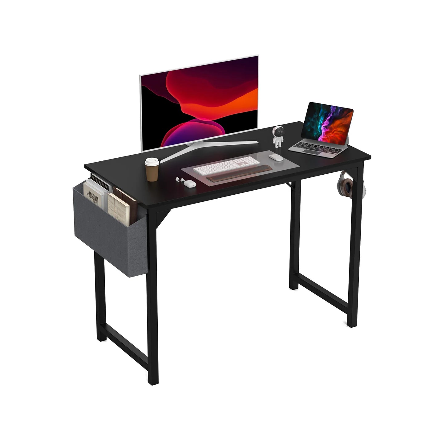 JHK Computer Desk Office Gaming Table with Side Bag Headphone Hook