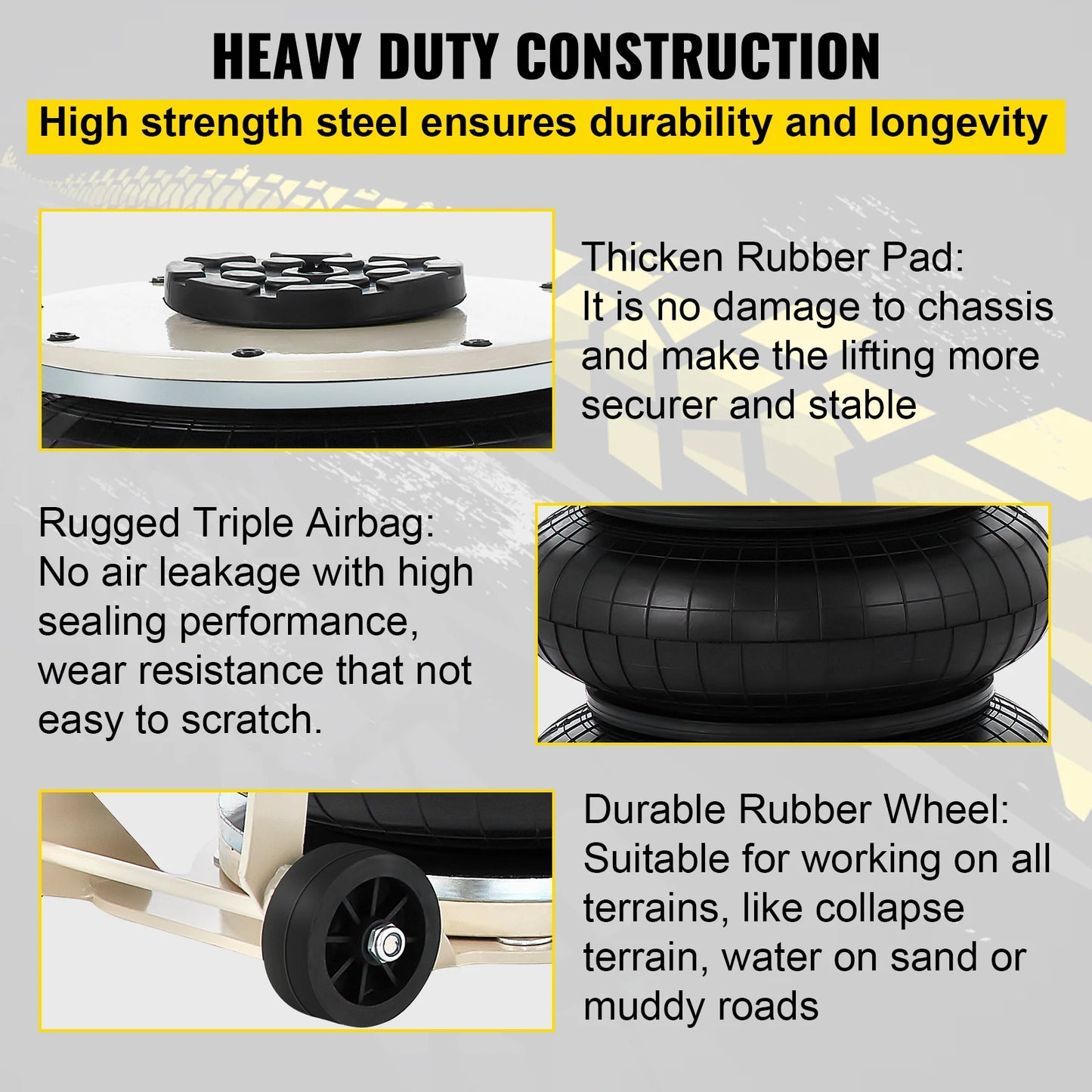 SucceBuy Pneumatic Car Jack Triple Bag Lifter Heavy Duty