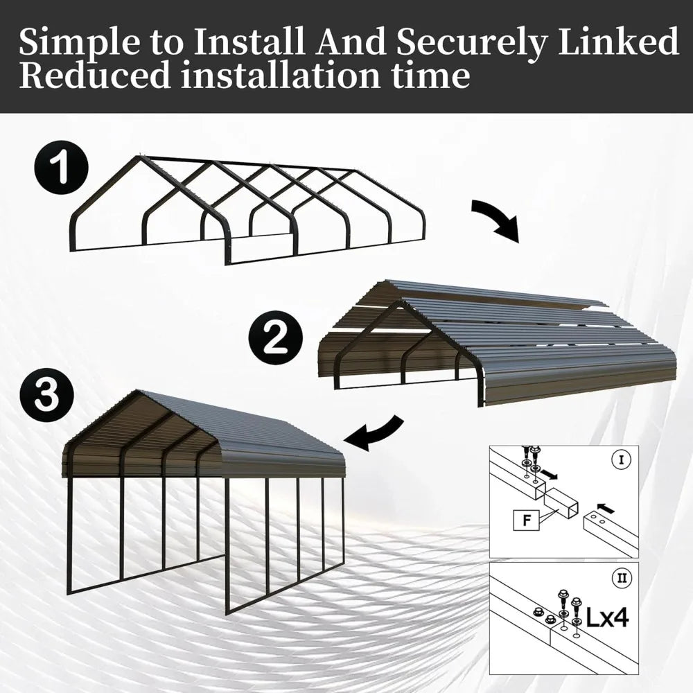 ANGDUO Heavy Duty Metal Carport Garage Canopy Shelter