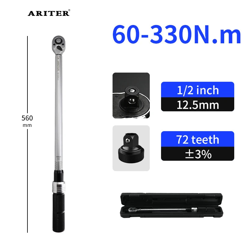 ARITER 1/2" 3/8" 1/4" Click Torque Wrench 72 teeth ±3% High Precision Professional Bicycle Car Repair tools