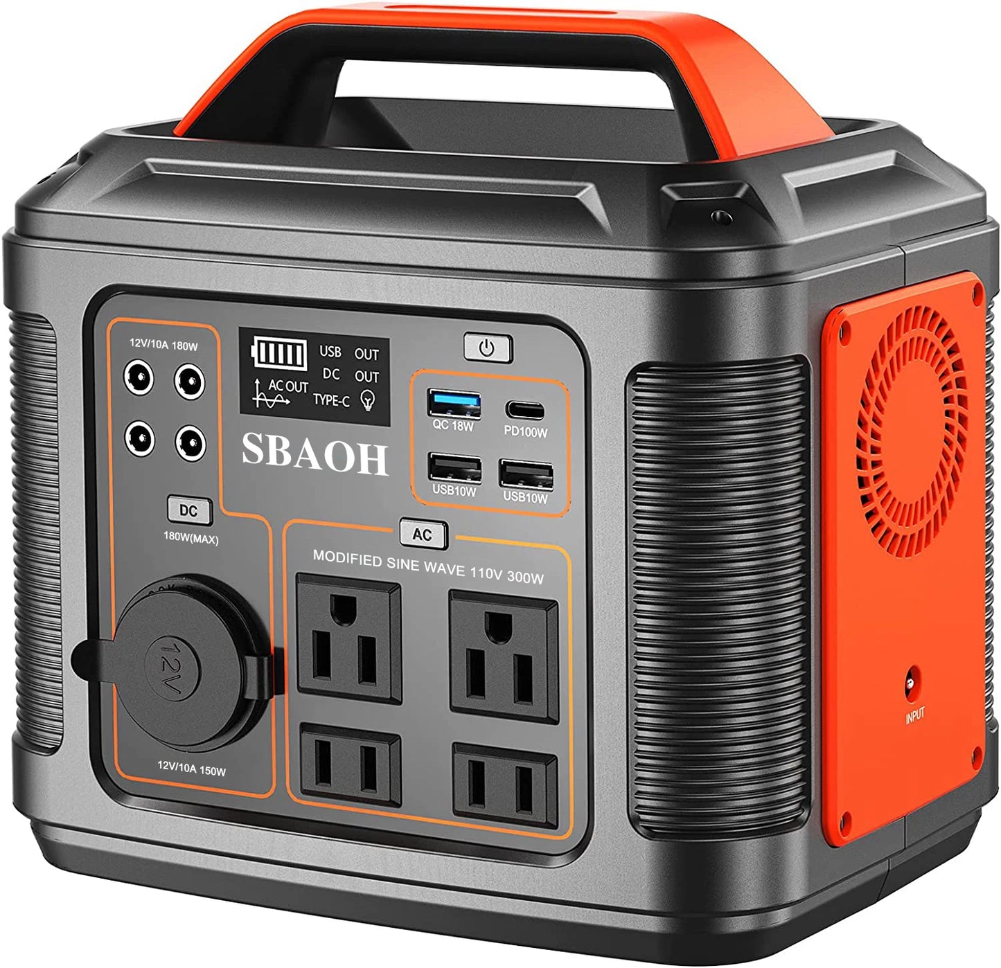 Portable Power Station 300W 296Wh Solar Generator Quick Charge 110V AC Outlets DC Ports LED Flashlight