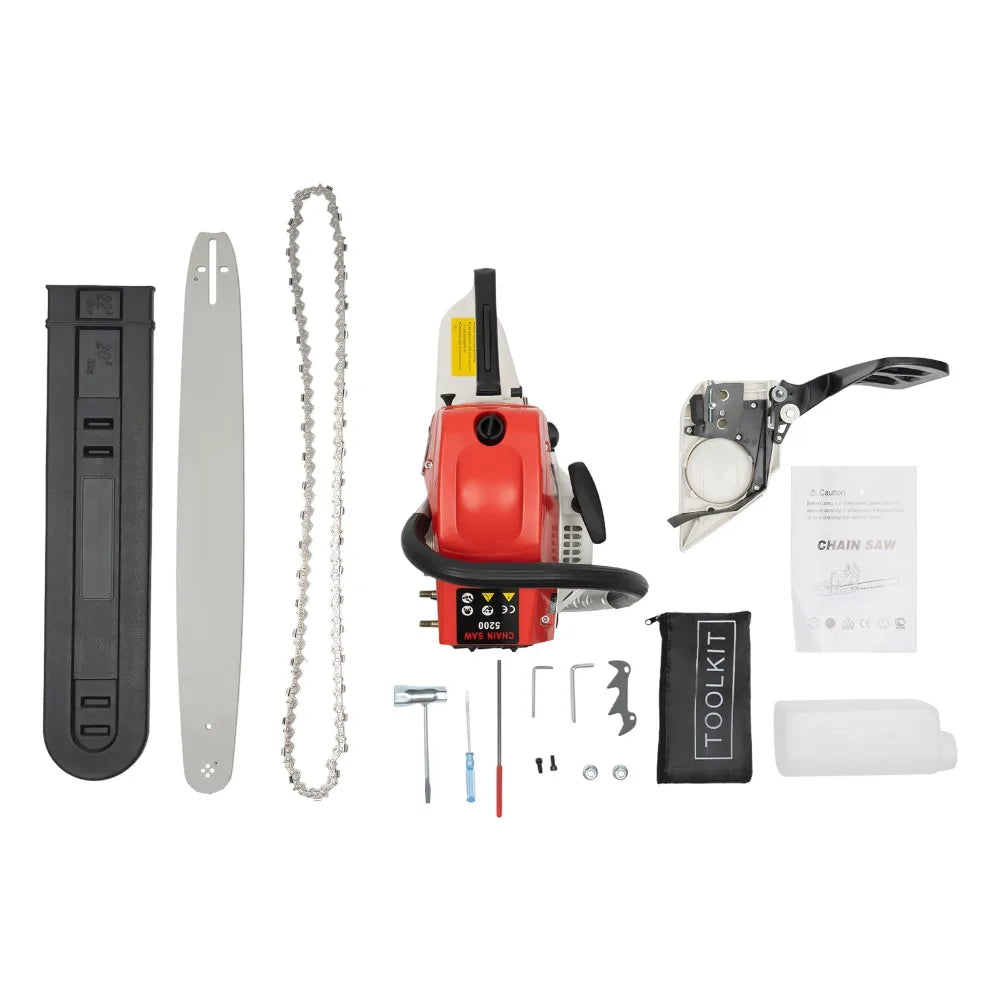 2-Stroke Petrol Chainsaw 52cc 7500rpm 22" Gas Handheld Powered Chain saws Gasoline Chainsaw for Chopping logs Cutting Trees