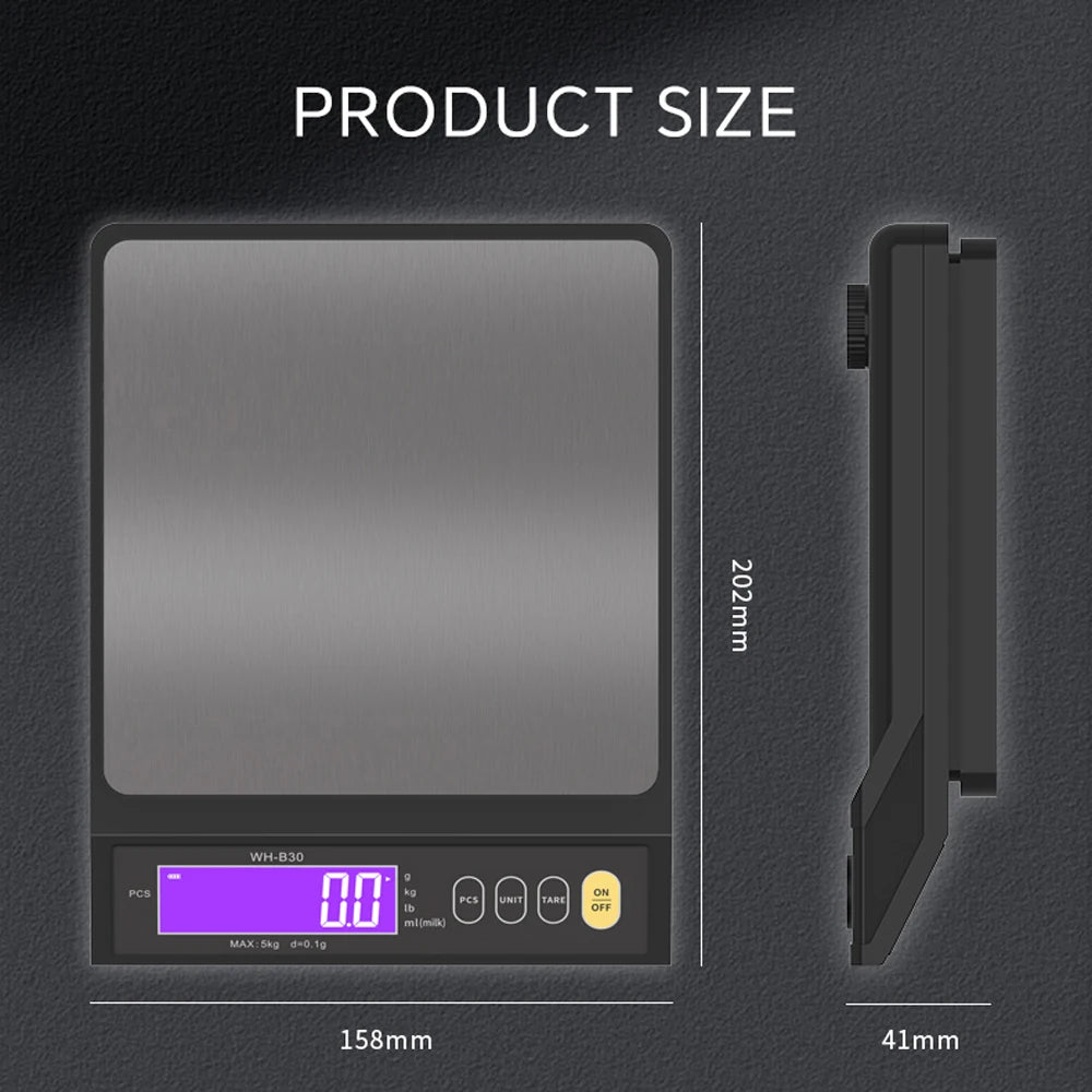 Rechargeable Baking Electric Scale IP67 Waterproof Kitchen Scale w/ Counting Tare Zeroing Auto Power Off Electronic Weigher
