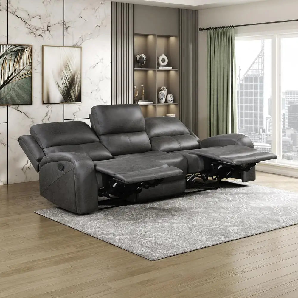 Transitional Dual Recliner Sofa with Plush Padding Home Theater Seating