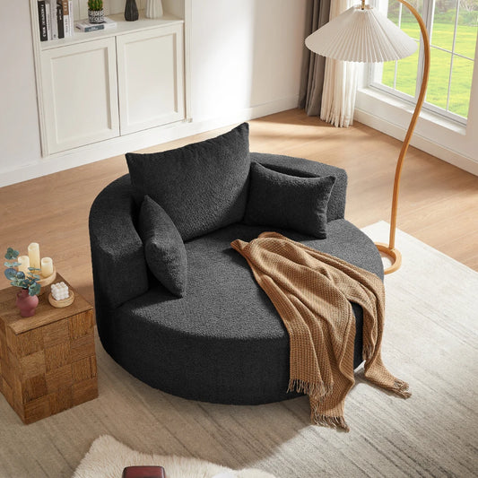 Filler 360 Degree Swivel Barrel Chair With Pillows Included