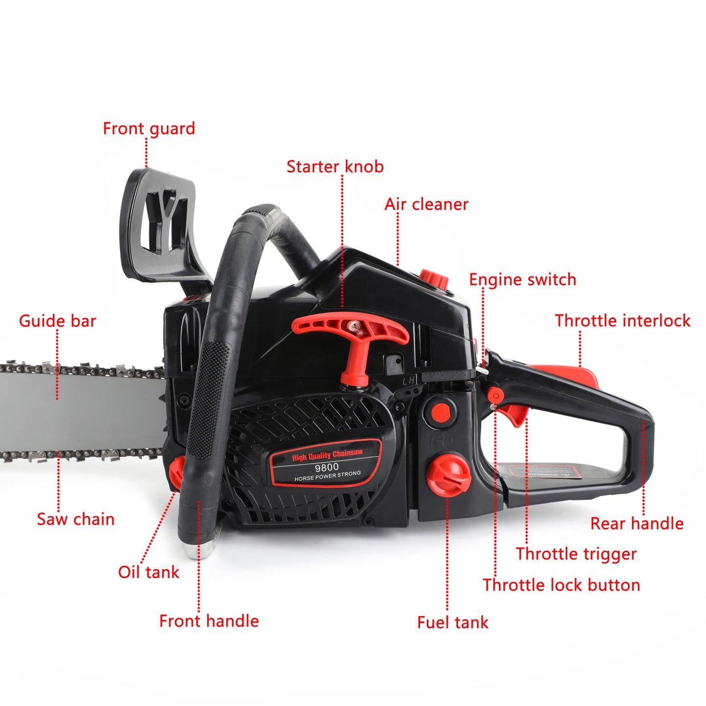 Artudatech 62cc Gas Chainsaw 22" Bar Gasoline Powered Chain Saw 2 Cycle Engine Cutting