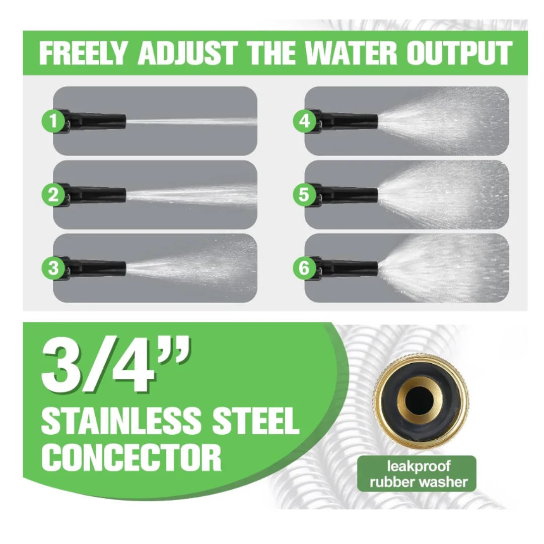 100FT 304 Stainless Steel Garden Hose Metal Heavy Duty Water Hoses with Nozzles for Yard Outdoor Flexible Never Kink & Tangle
