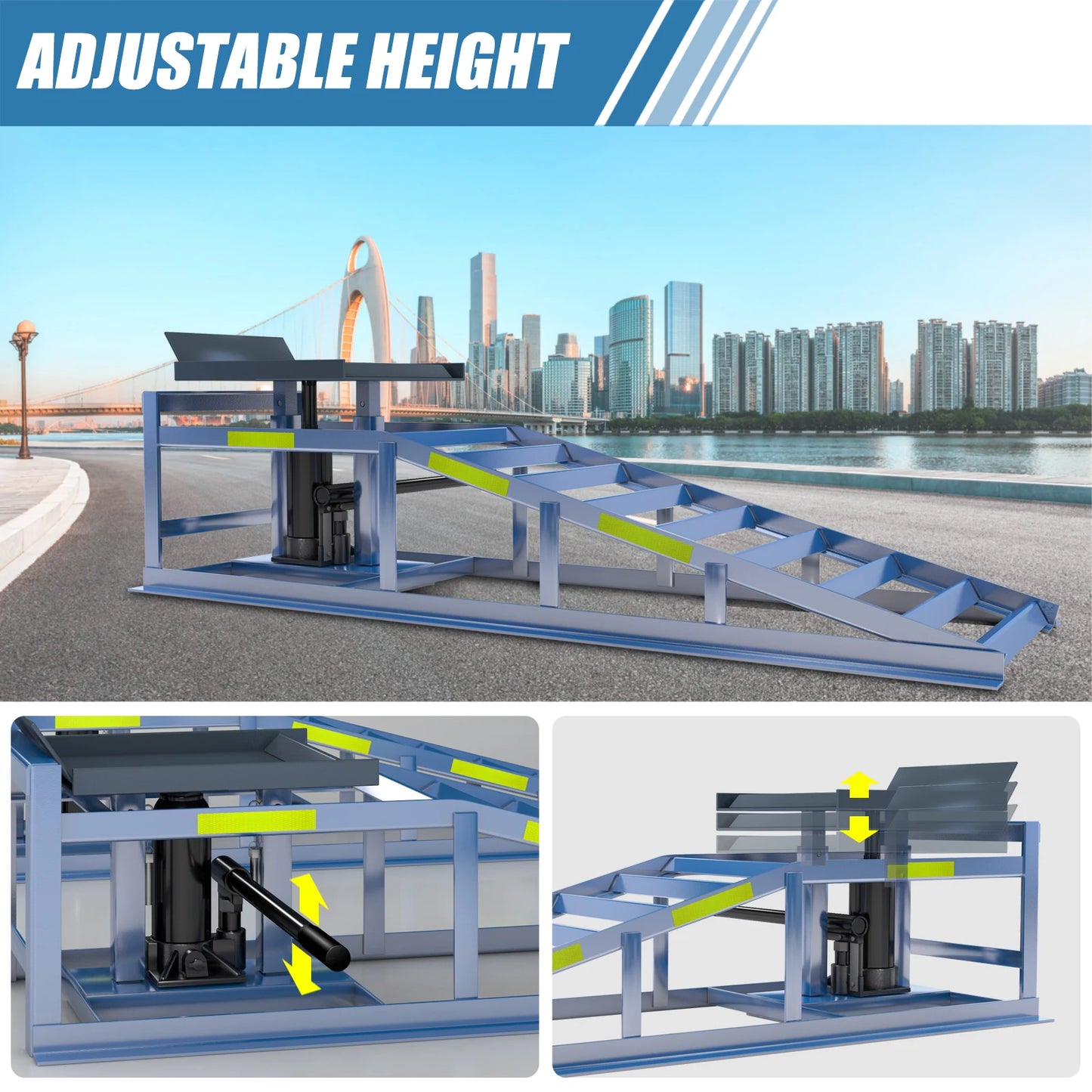 2-Piece Set of Car Ramps, Steel Hydraulic Ramps for Garage