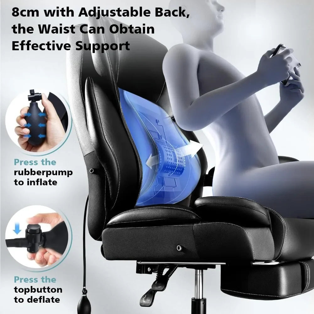 HUANZHUANG Heavy Duty Office Chair With Footrest Lumbar