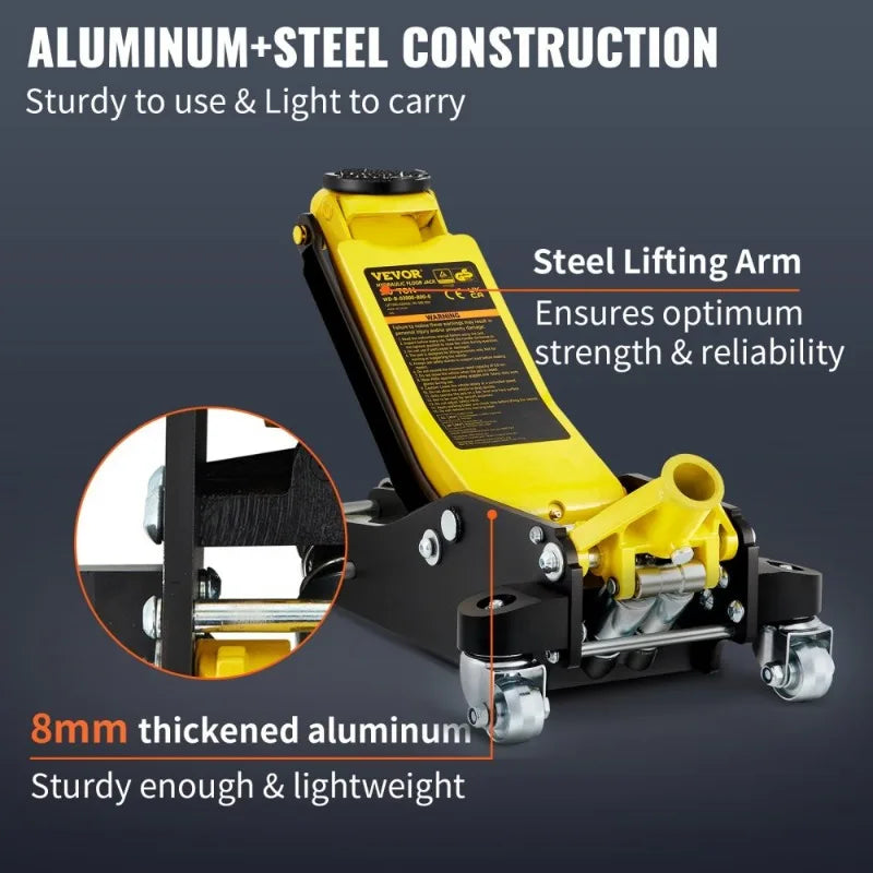 3 Ton Low Profile Aluminum Steel Racing Floor Jack Dual Pump Lift Car