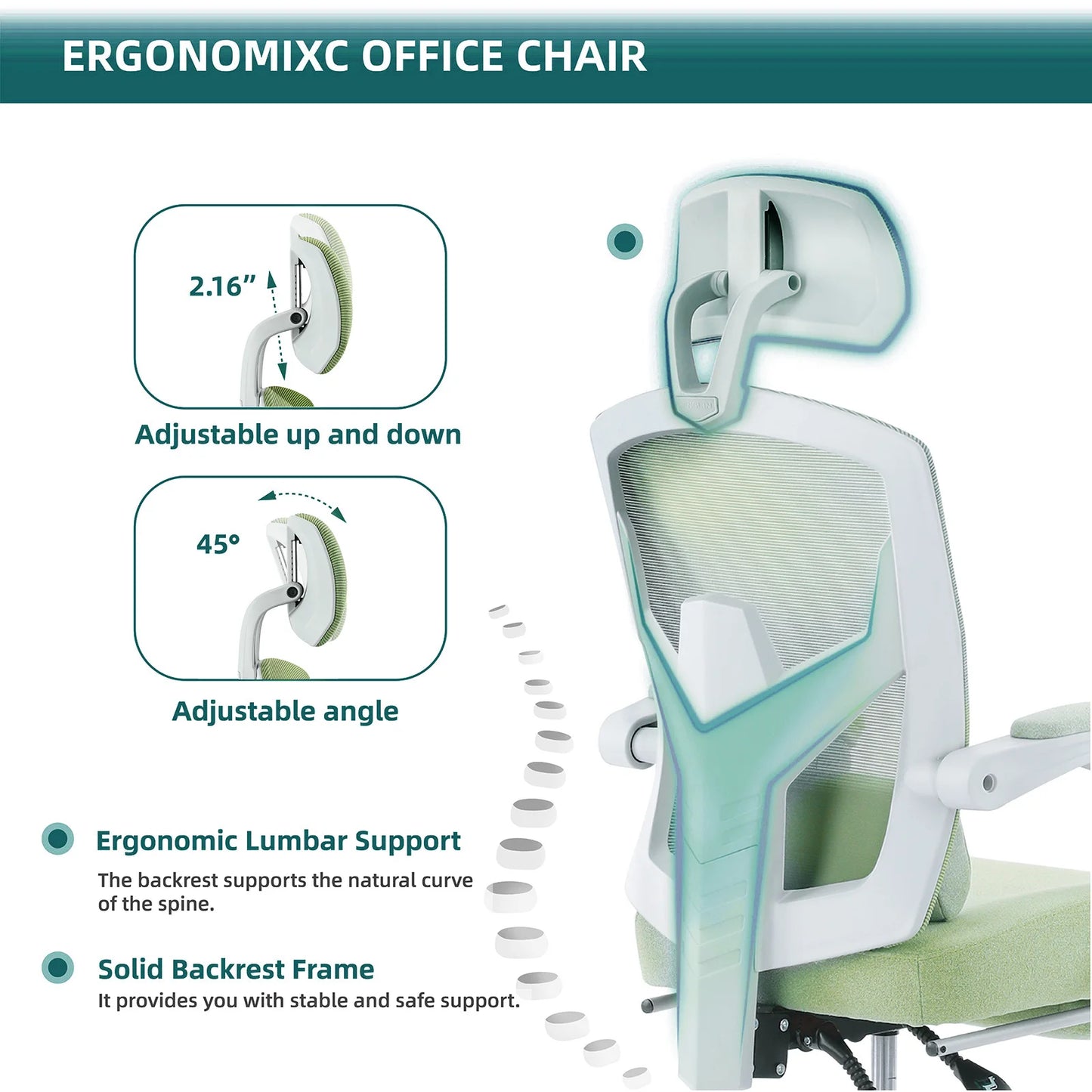 JHK Ergonomic Reclining High Back Ergonomic Reclining Computer Chair