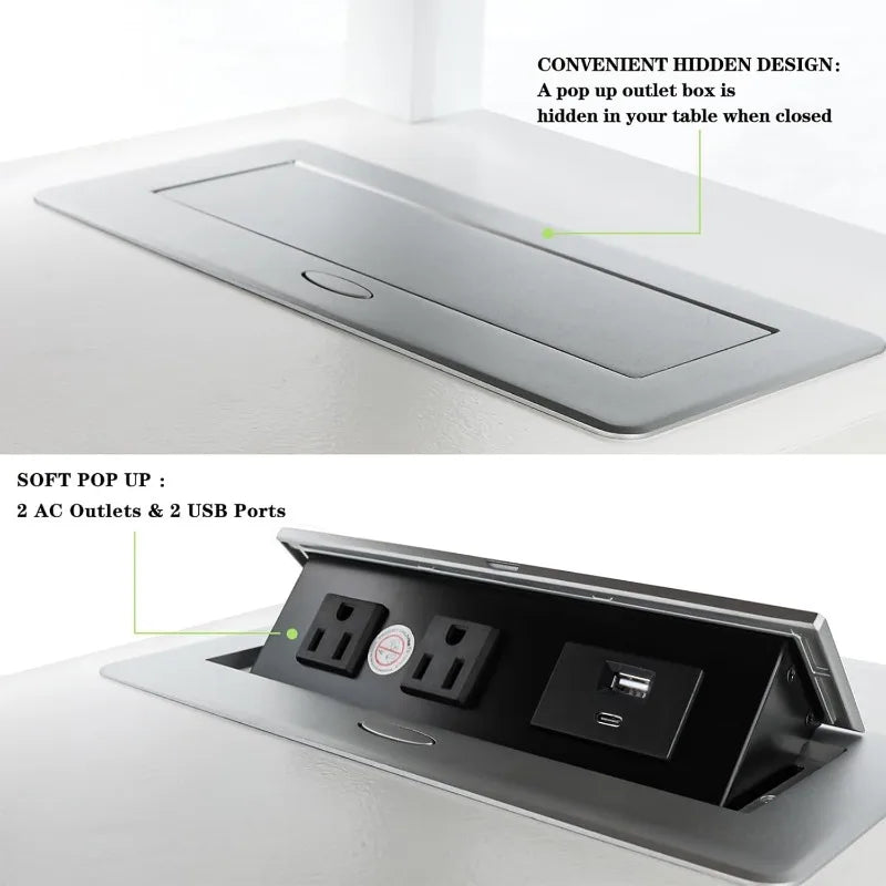 Charging End Table, Side Table with Hidden USB and Type-C Port