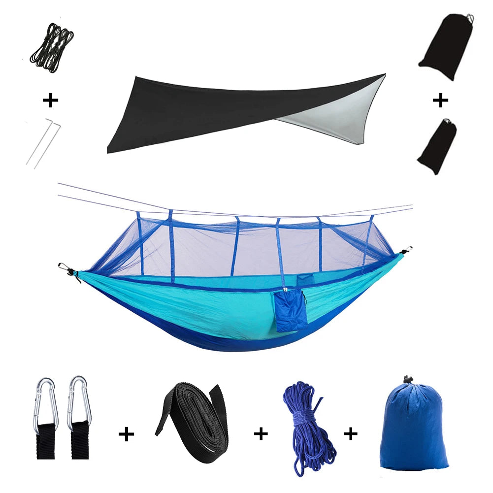 Anti Outdoor Camping Hammock With Mosquito Net And Rain Tent Equipment Shelters Camp Bed Survival Portable Hammock
