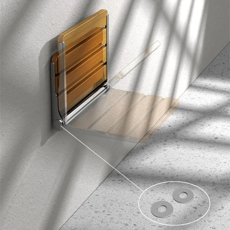 2025 High quality Wood Shower Seats stainless steel folding shower bench wall mount shower seat for elderly bathroom/toilet
