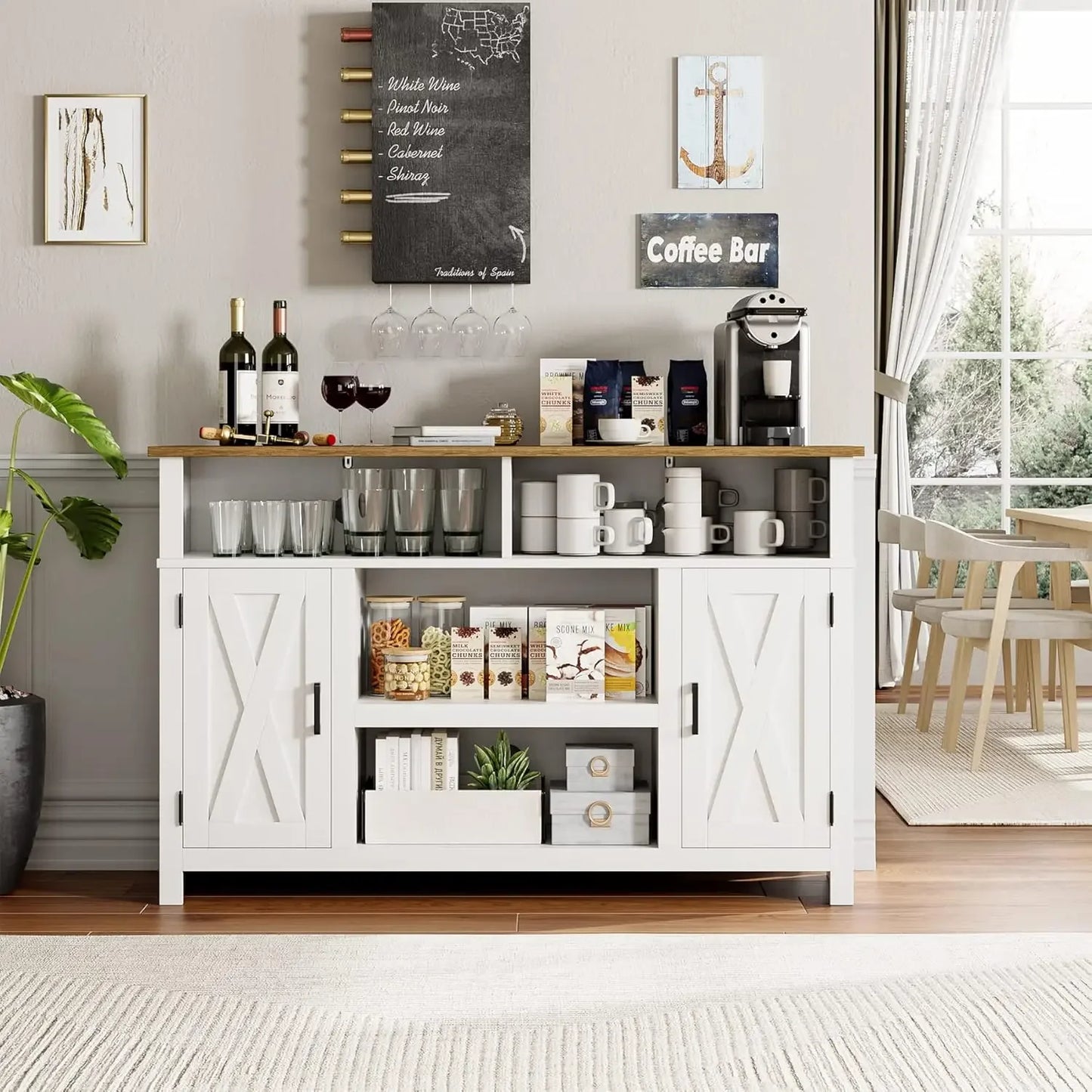 Barn Door TV Stand for TVs Up to 65", Modern Farmhouse Wood Entertainment Center, Media Console Table with Storage Cabinet
