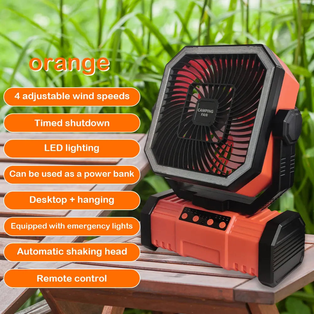 Camping Ceiling Fan 20000Mah Rechargeable Camping Circulator with Light and Remote Control Cool Air Circulation Camping Fan