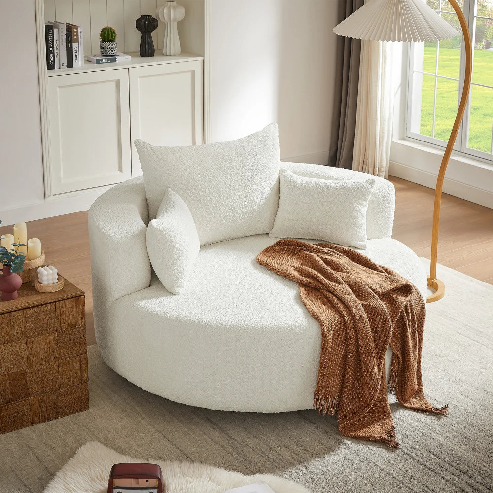 Filler 360 Degree Swivel Barrel Chair With Pillows Included
