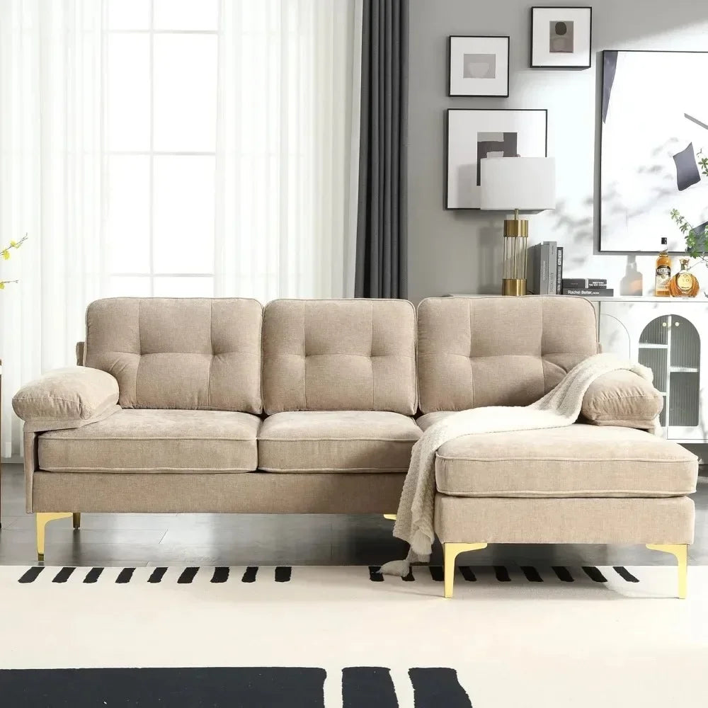 Convertible Sectional Sofa with Chaise Upholstered 3 Seater