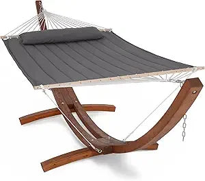Hammocks Double Hammock with 13.5 ft Wooden Stand Included, Outdoor Hammocks for Outside, 475 lbs Capacity, Blue