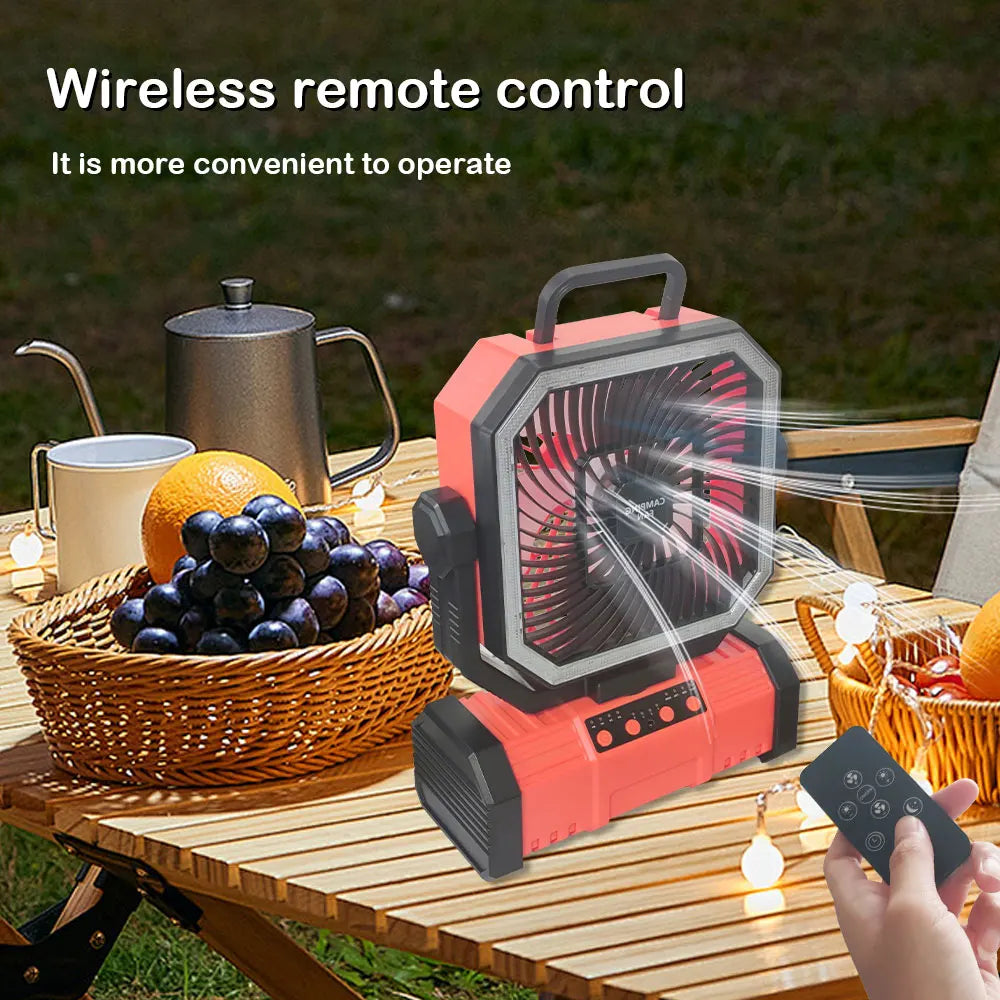 Camping Ceiling Fan 20000Mah Rechargeable Camping Circulator with Light and Remote Control Cool Air Circulation Camping Fan