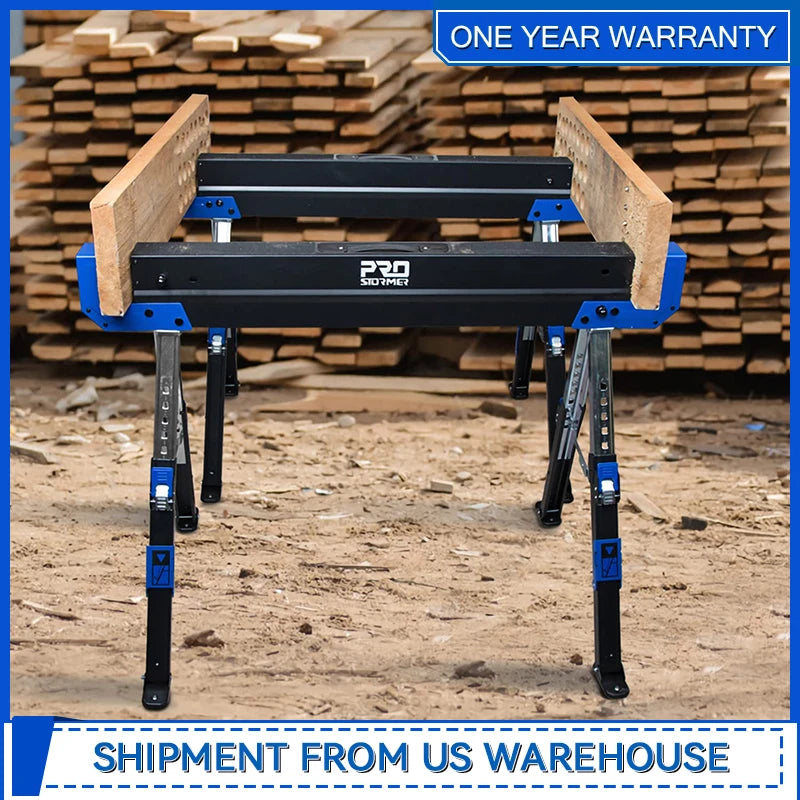 Prostormer Saw Horses 2 Pack Folding Heavy Duty Portable Sawhorse with Adjustable Legs for Home Garage DIY