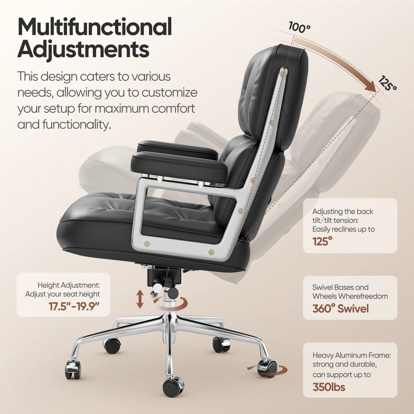 Furgle Genuine Leather Office Gaming Chair Ergonomic Swivel