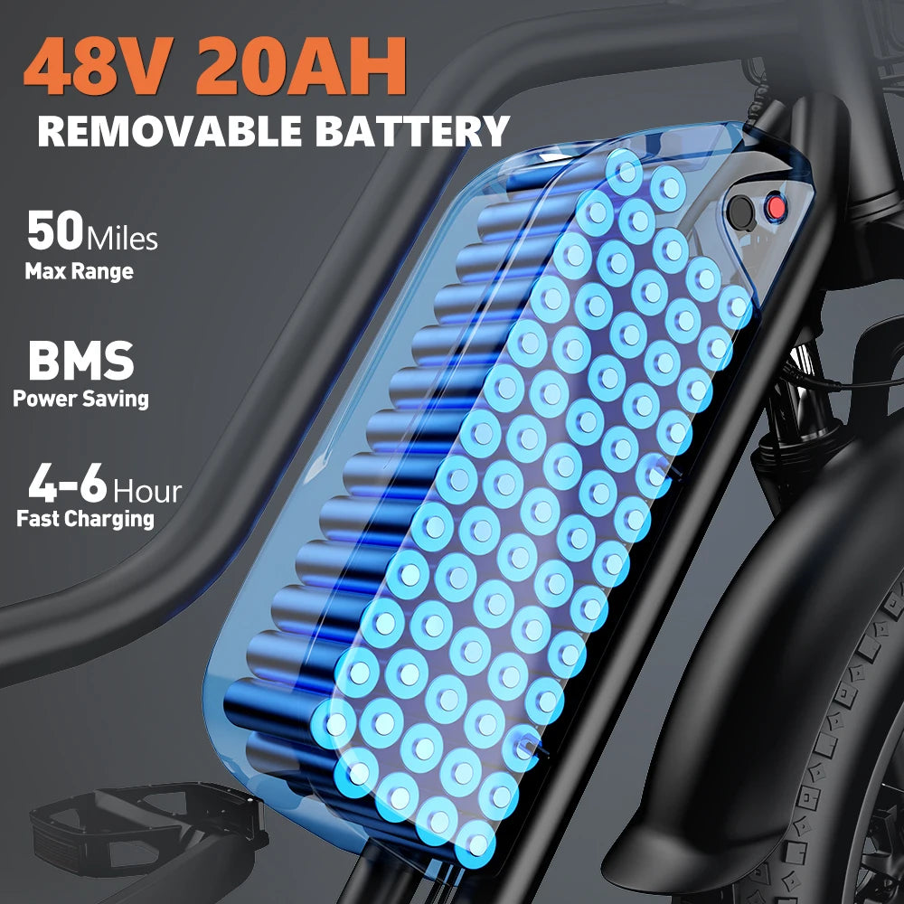 Kickwey LD20 Electric Mountain Fat Tire E Bike 1500W 32MPH