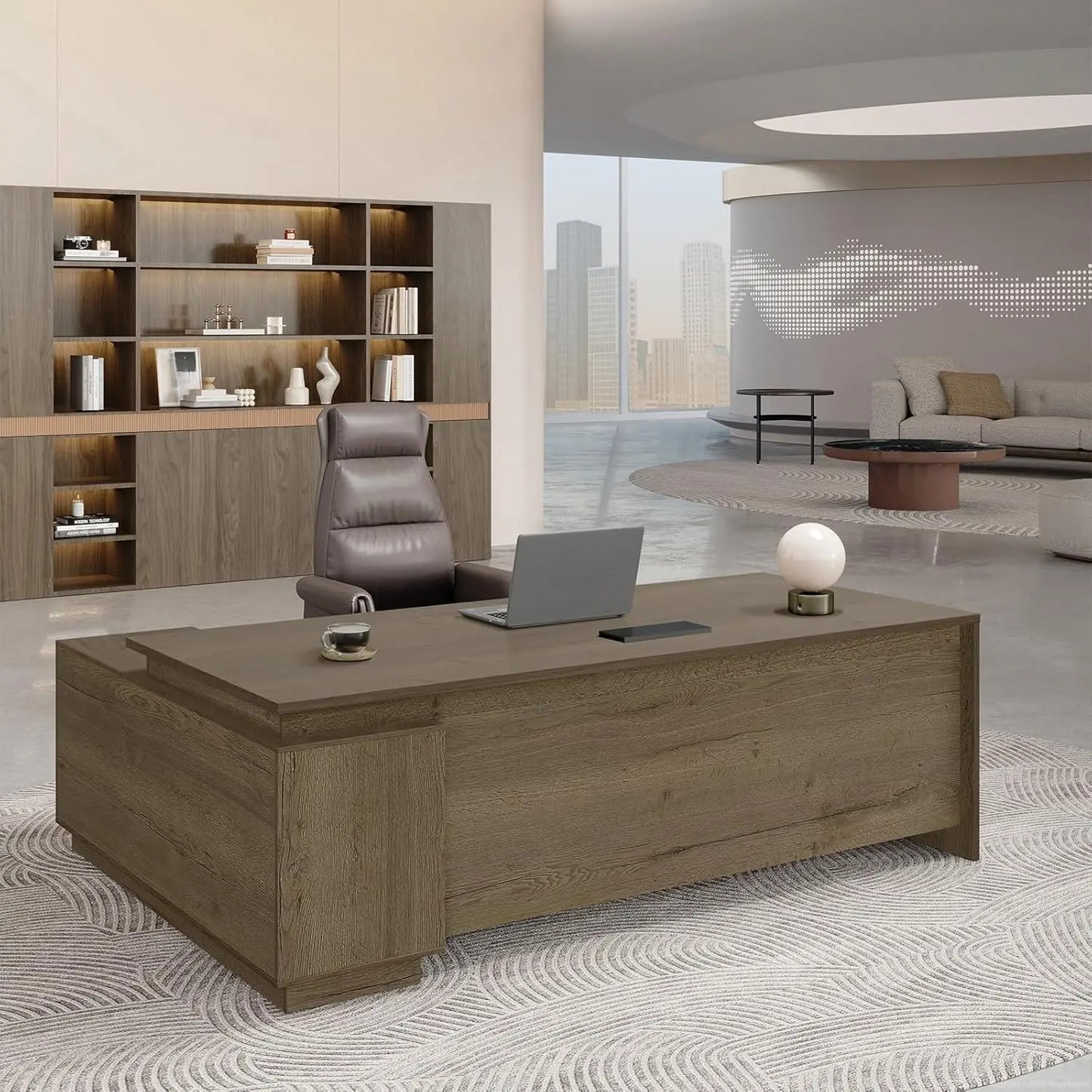 Huanzhuang L Shaped Executive Desk With Reversible Cabinets