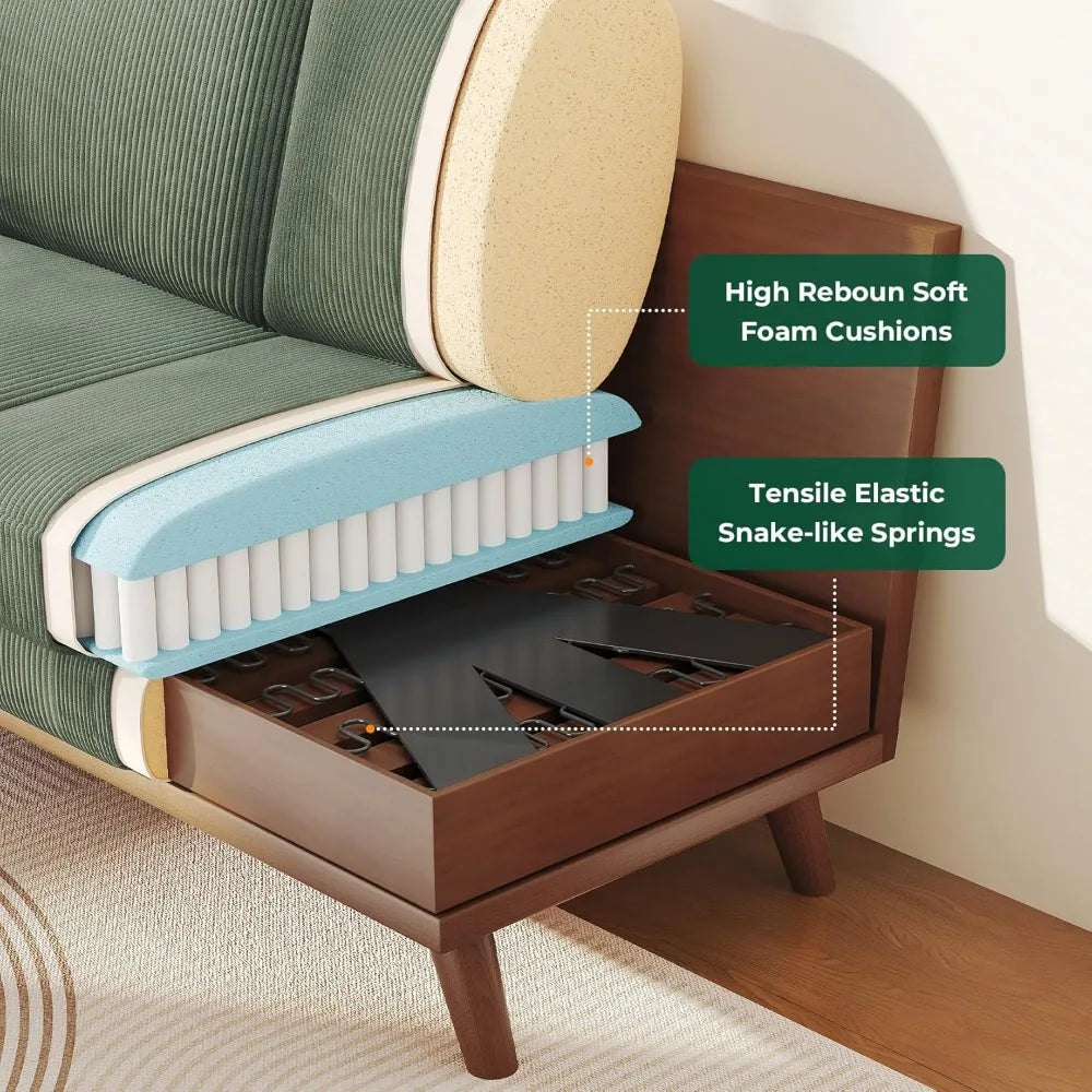 Comfy Corduroy Loveseat with Deep Seat and Solid Wood Frame