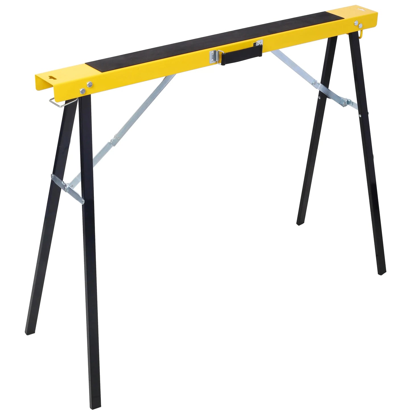 2 Pack Folding Portable Saw Horses - Heavy Duty Steel Workbench with Quick Open Legs & Handle, Assembled in Yellow & Black