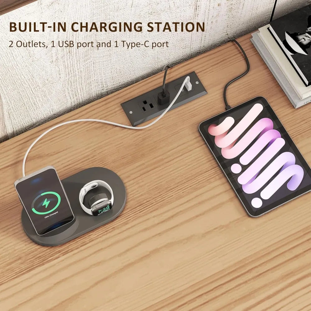 RBXC Farmhouse Style Desk With Drawers And File Cabinet