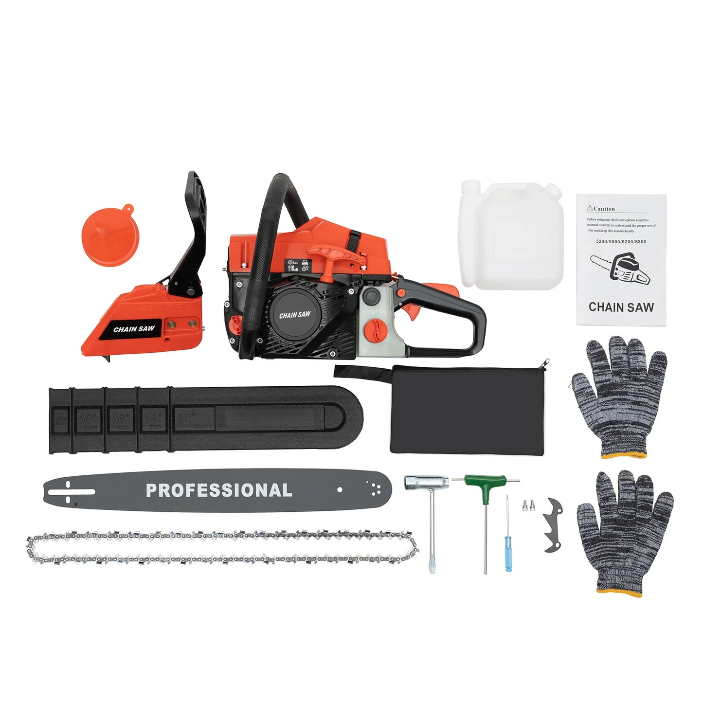 20 Inch 62CC Chainsaw 2600W Power Chain Saws Gas Powered 2 Stroke Handed Petrol Gasoline Chain Saw for Cutting Wood