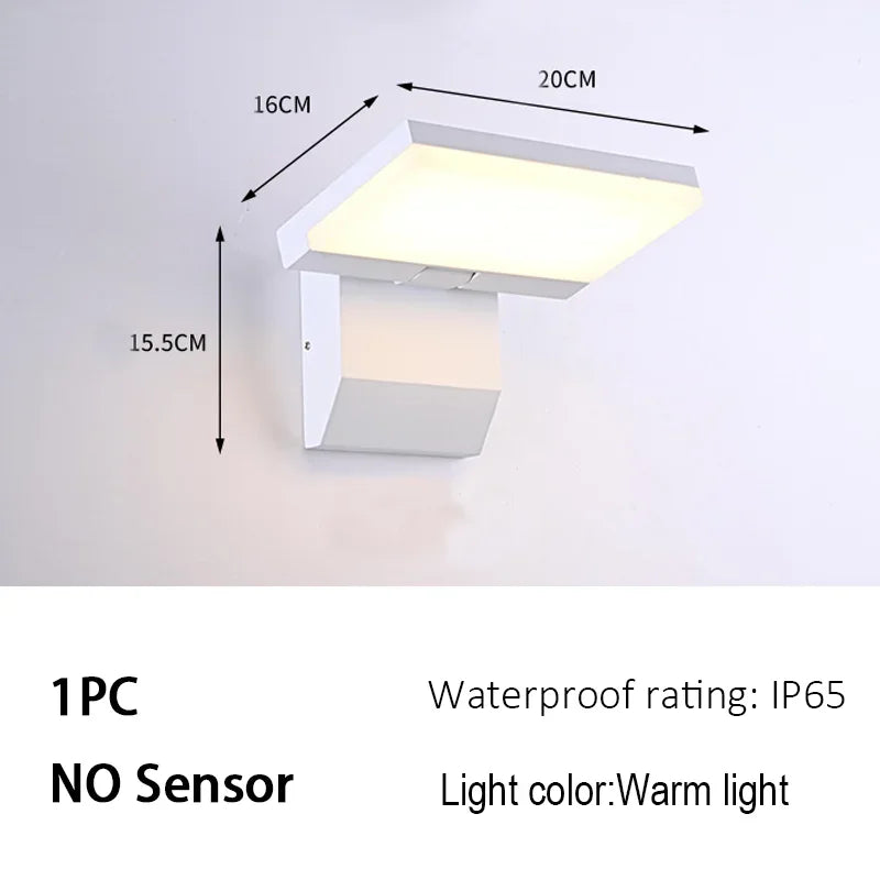 RTONTR Outdoor LED Wall Lamp IP65 Sensor Courtyard Garden