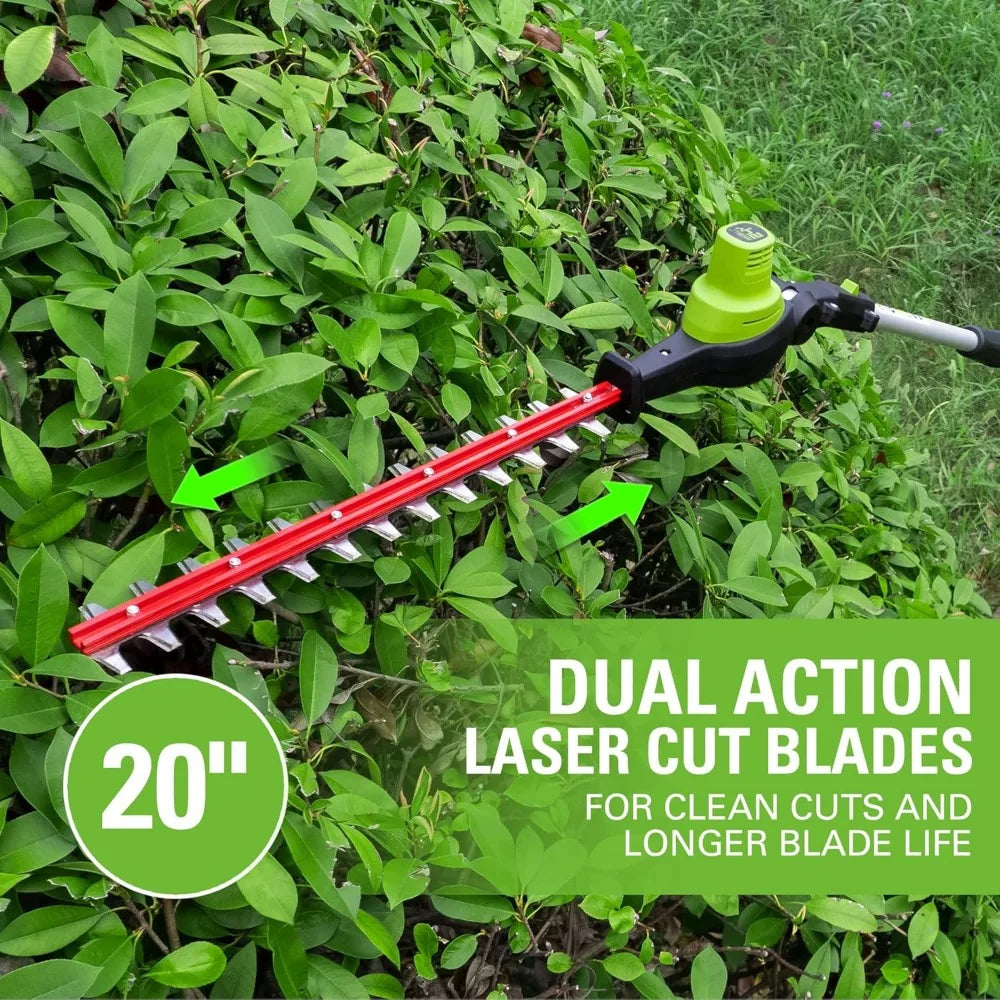 24V Brushless 10" Cordless Polesaw + Pole Hedge Trimmer Combo (Great For Pruning and Trimming Branches / Shrubs), 4.0Ah Battery