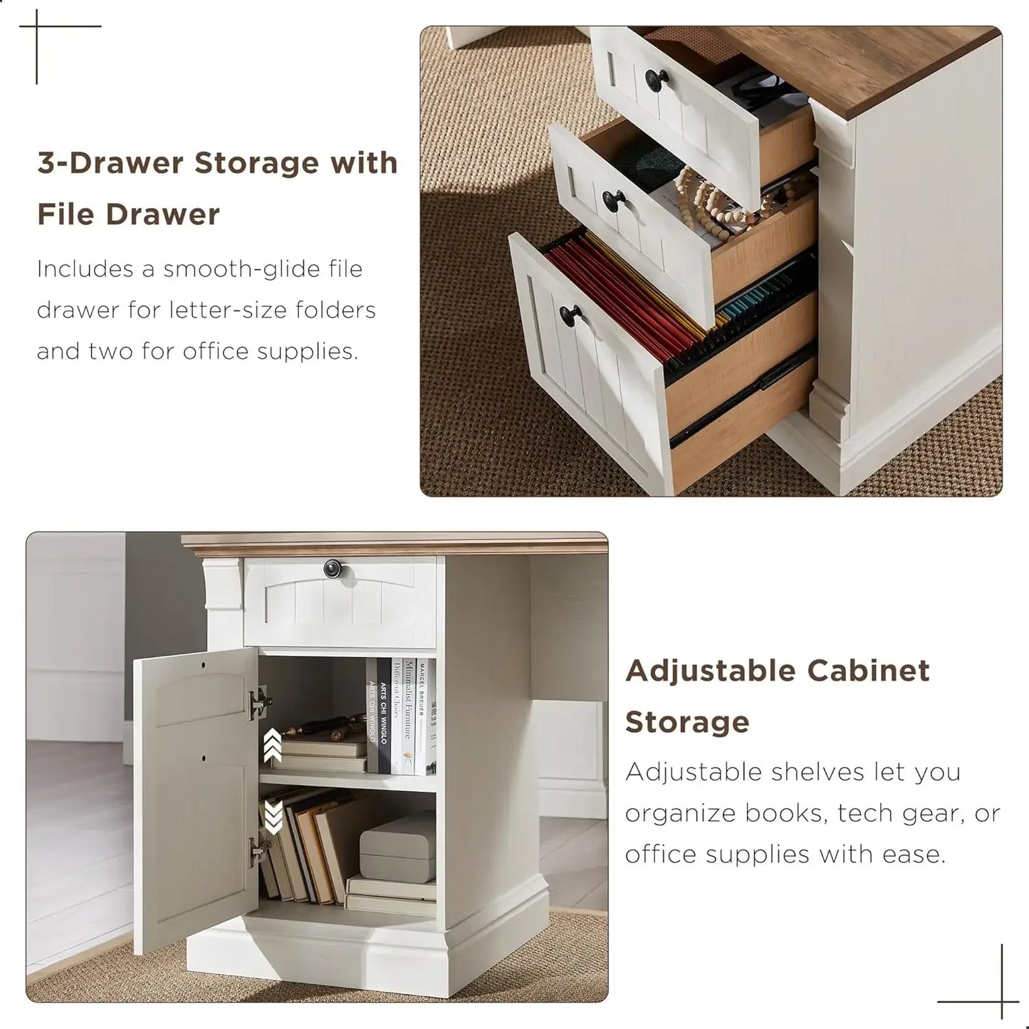 XMSJ Executive Desk With Hutch And Drawers For Office