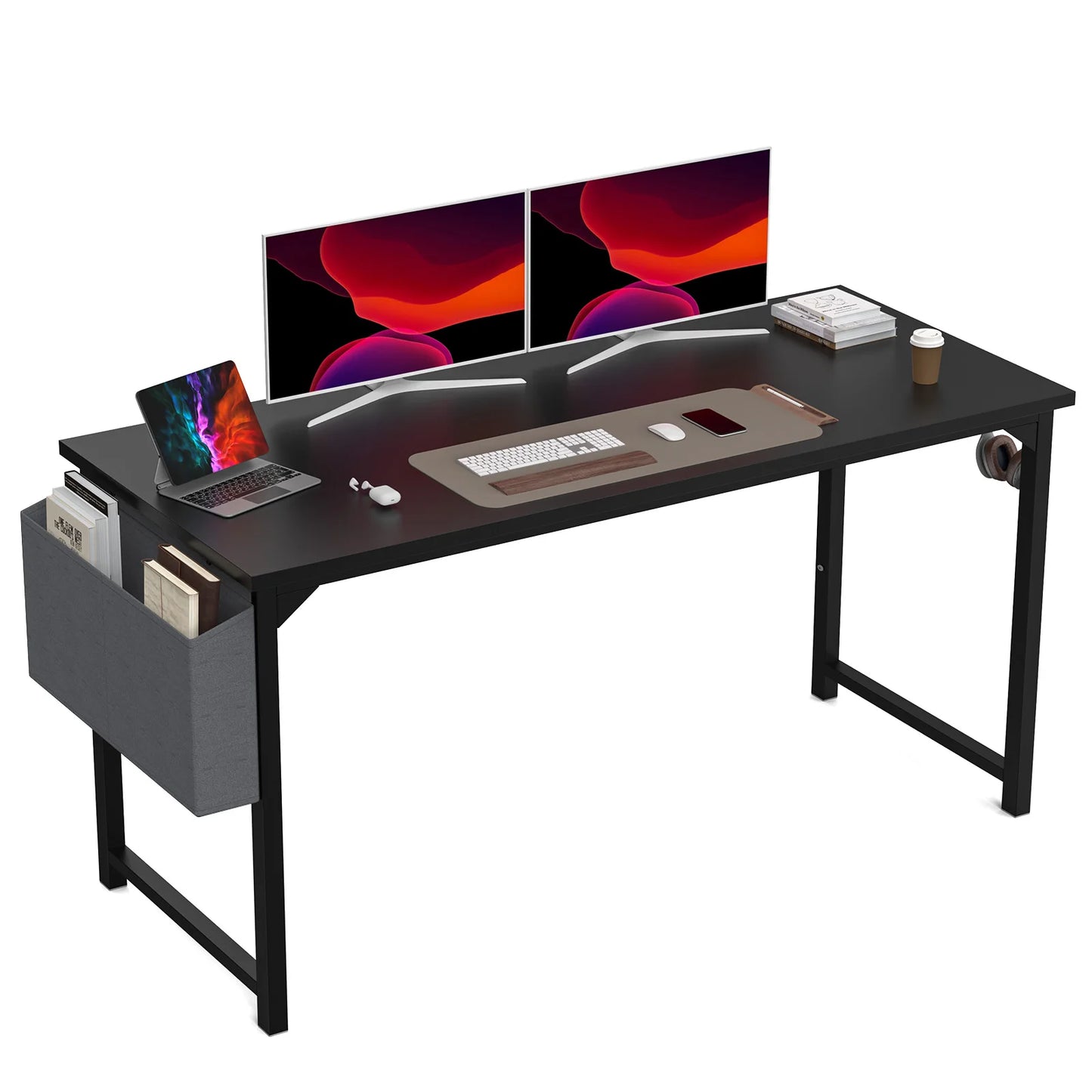 JHK Computer Desk Office Gaming Table with Side Bag Headphone Hook