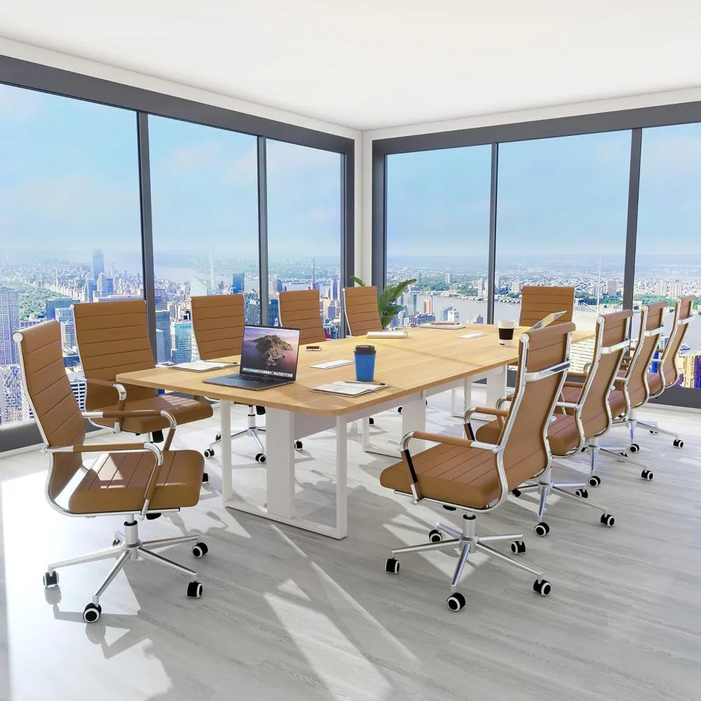 Ribbed Modern Leather Office Chairs Ergonomic High Back