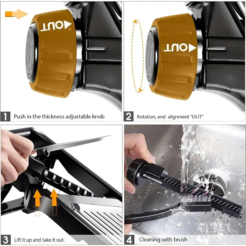 KYJG Stainless Steel Mandoline Slicer With 5 Blades