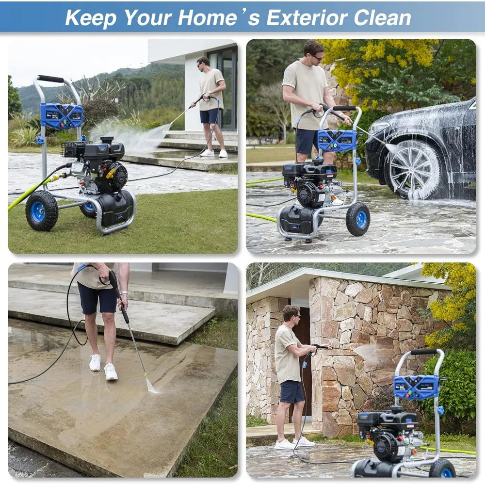 3500PSI Gas Pressure Washer, 2.3GPM Gas Powered High Pressure Washer with 209CC Engine, 4 Adjustable Nozzles,