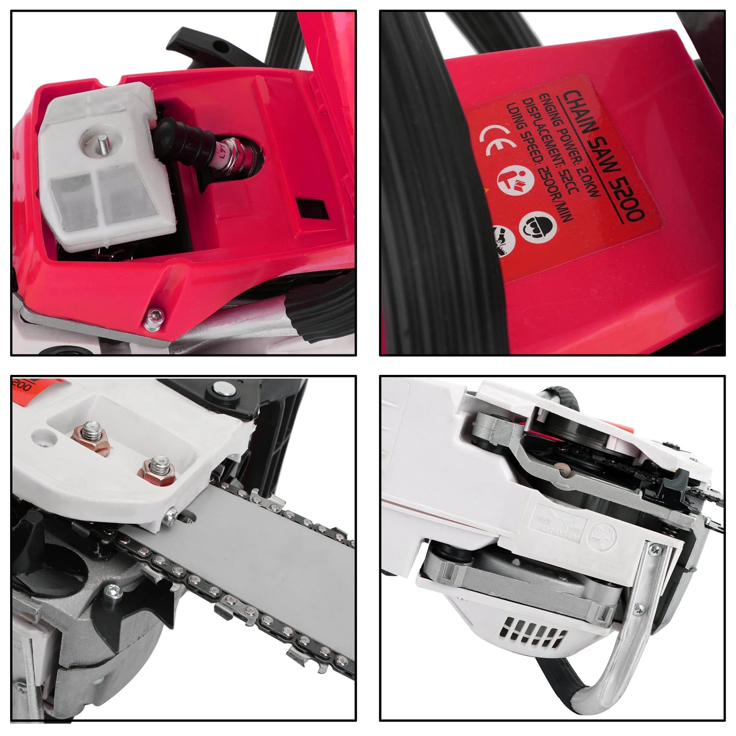 Areyourshop 52cc 62cc Chainsaw 20"/22" Bar Powered Engine 2 Cycle Gasoline Chain Saw